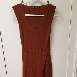 Zara Rust Brown Sleeveless Knitted Midi Dress